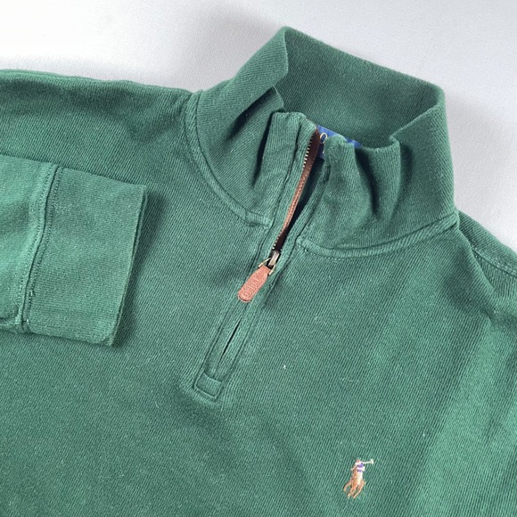Polo Ralph Lauren Mens Green 1/4 Zip Long Sleeve Pullover Sweater Size L - Picture 1 of 7